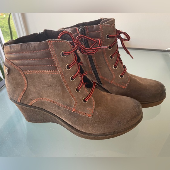 Joseph Seibel Brown Leather Ankle Boots / Wedge Booties - Size 10 US/ 40 EU 🌲 - Picture 3 of 14